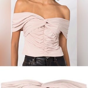 Self-Portrait cream off-shoulder draped top NEW with tags.